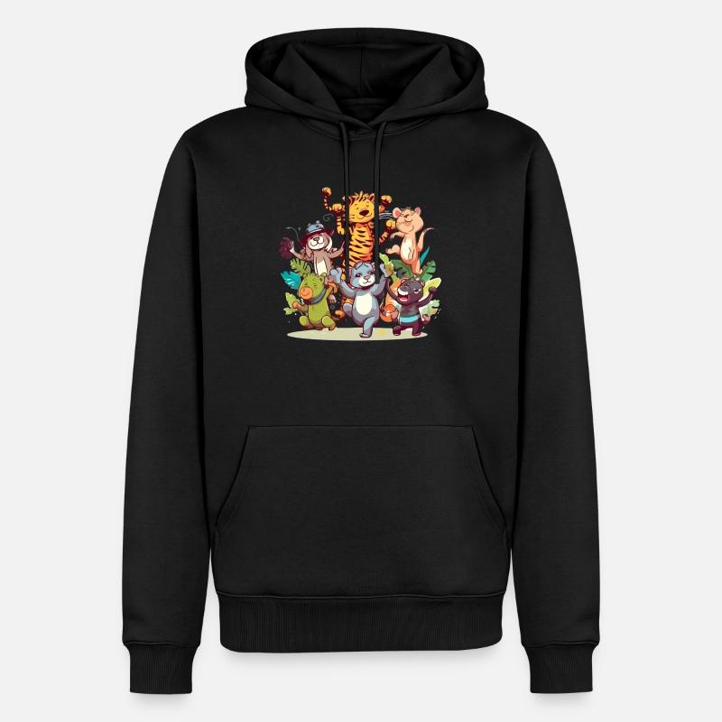 Les animaux en folie n°2 - Sweat à capuche Premium bio Homme - noir