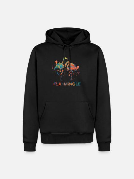 Flamingo Fla Mingle - Männer Premium Bio Hoodie - Schwarz