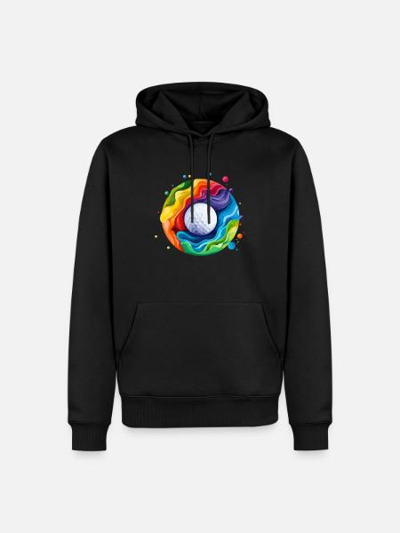 buntes Golfball-Logo - Männer Premium Bio Hoodie - Schwarz