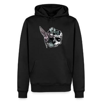 Crâne floral - Sweat à capuche Premium bio Homme - noir - Devant - Nico (187cm)