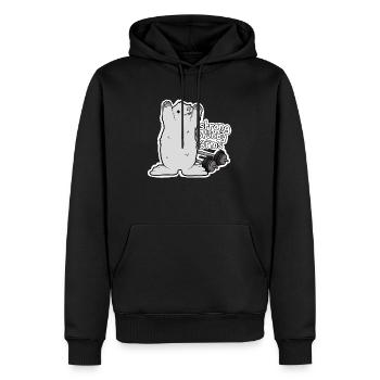 Tazz Talk | kräftige Stummelarme VINTAGE - Männer Premium Bio Hoodie - Schwarz - Vorne - Nico (187cm)