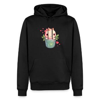 Axolotl Cute Boba Bubble Tea Kawaii - Men’s Premium Organic Hoodie - black - Front - Nico (187cm)