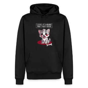 J'aime Mes Ennemies Humour Sarcasme Loup - Sweat à capuche Premium bio Homme - noir - Devant - Nico (187cm)