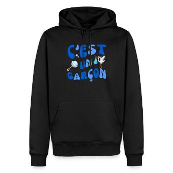 C'est un garçon grossesse enceinte bébé - Sweat à capuche Premium bio Homme - noir - Devant - Nico (187cm)