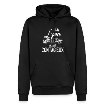 Lyon Dans Le Sang Cadeau Lyonnais - Sweat à capuche Premium bio Homme - noir - Devant - Nico (187cm)