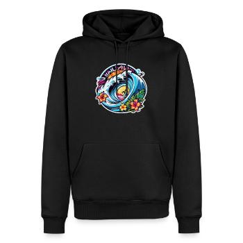 surf plage palmier soleil vacances - Sweat à capuche Premium bio Homme - noir - Devant - Nico (187cm)
