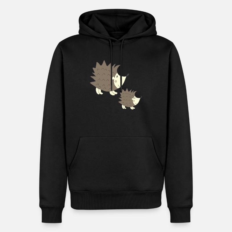 Grand hérisson et petit hérisson - Sweat à capuche Premium bio Homme - noir