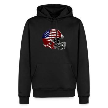 Casque de football américain | Drapeau des États-Unis - Sweat à capuche Premium bio Homme - noir - Devant - Nico (187cm)