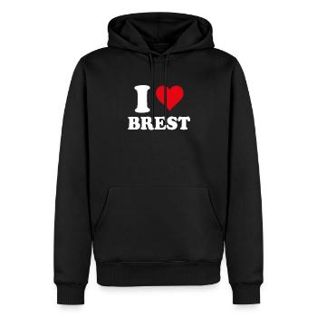 Ich liebe den Geschenktourismus in Brest - Männer Premium Bio Hoodie - Schwarz - Vorne - Nico (187cm)