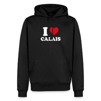 Ich liebe Calais Geschenktourismus - Männer Premium Bio Hoodie - Schwarz - Vorne - Nico (187cm)