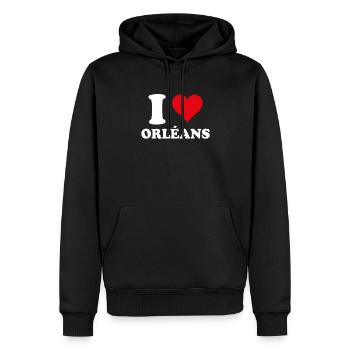 I Love Orléans Cadeau Tourisme - Sweat à capuche Premium bio Homme - noir - Devant - Nico (187cm)