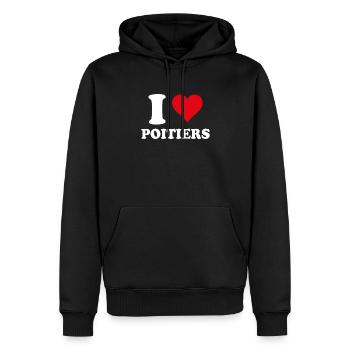 I Love Poitiers Cadeau Tourisme - Sweat à capuche Premium bio Homme - noir - Devant - Nico (187cm)