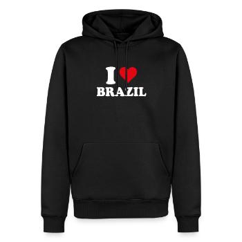 Ich liebe Brasilien Herz Brasilianisches Geschenk Brasilianisch - Männer Premium Bio Hoodie - Schwarz - Vorne - Nico (187cm)