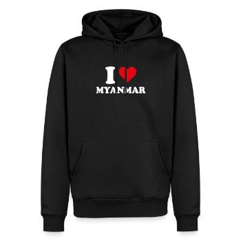 Ich liebe Myanmar (Burma) Herzgeschenk Burmesisch - Männer Premium Bio Hoodie - Schwarz - Vorne - Nico (187cm)