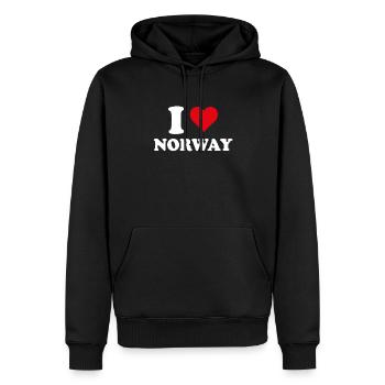 I Love Norvège Coeur Cadeau Norvégien Norvégienne - Sweat à capuche Premium bio Homme - noir - Devant - Nico (187cm)