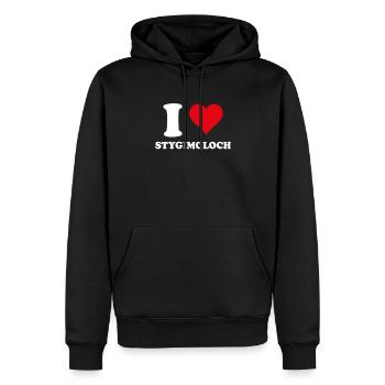 J'aime Stygimoloch Paléontologie Dinosaure - Sweat à capuche Premium bio Homme - noir - Devant - Nico (187cm)
