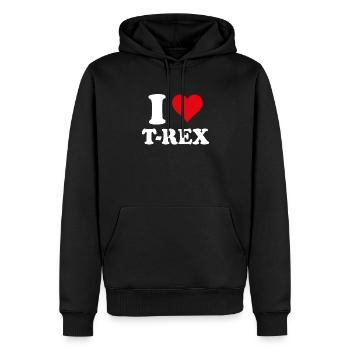 J'aime T-Rex Paléontologie Dinosaure - Sweat à capuche Premium bio Homme - noir - Devant - Nico (187cm)