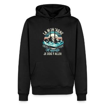 Randonnée Montagne Sport Trekking Humour Alpiniste - Sweat à capuche Premium bio Homme - noir - Devant - Nico (187cm)