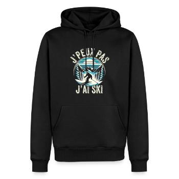 J'peux Pas J'ai Ski Cadeau Skieur Sports d'Hiver - Sweat à capuche Premium bio Homme - noir - Devant - Nico (187cm)