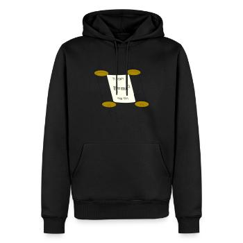 Tora Scroll with Einstein equation - Sweat à capuche Premium bio Homme - noir - Devant - Nico (187cm)