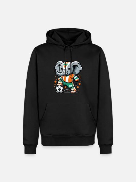 Ivoorkust Ivoriaanse olifant voetbalshirt - Mannen Premium Bio hoodie - zwart