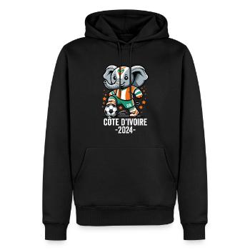 Elfenbeinküste 2024 Ivorischer Elefant Fußball Trikot - Männer Premium Bio Hoodie - Schwarz - Vorne - Nico (187cm)