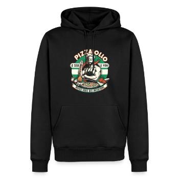 Pizzaiolo Das einzig wahre Geschenk Pizzeria Humor - Männer Premium Bio Hoodie - Schwarz - Vorne - Nico (187cm)