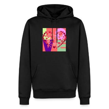 "LOVE" - Ein buntes Design voller Liebe - Männer Premium Bio Hoodie - Schwarz - Vorne - Nico (187cm)