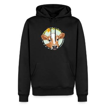 Niedliches guckendes Kalb - Männer Premium Bio Hoodie - Schwarz - Vorne - Nico (187cm)