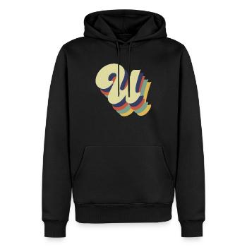 Retro-U-Buchstabe - Männer Premium Bio Hoodie - Schwarz - Vorne - Nico (187cm)