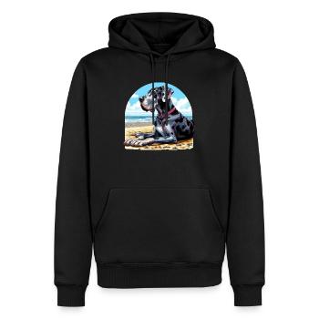 Deutsche Dogge am Strand - Männer Premium Bio Hoodie - Schwarz - Vorne - Nico (187cm)