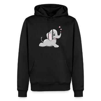 Liegendes glückliches Elefantenbaby - Männer Premium Bio Hoodie - Schwarz - Vorne - Nico (187cm)