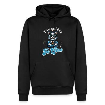 Keine Sorge, ich schaffe coolen Katzengeschenk Humor - Männer Premium Bio Hoodie - Schwarz - Vorne - Nico (187cm)