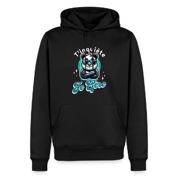 Keine Sorge, ich schaffe Panda cooles Geschenk Humor - Männer Premium Bio Hoodie - Schwarz - Vorne - Nico (187cm)