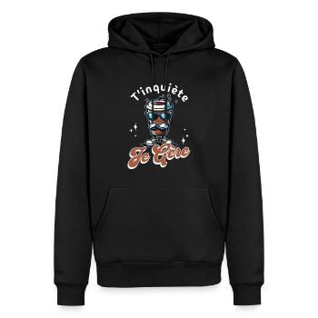 Don't worry I manage cool coffee mug gift - Men’s Premium Organic Hoodie - black - Front - Nico (187cm)