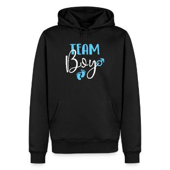 Team Boy - Célébration de la révélation du sexe Baby Shower - Sweat à capuche Premium bio Homme - noir - Devant - Nico (187cm)