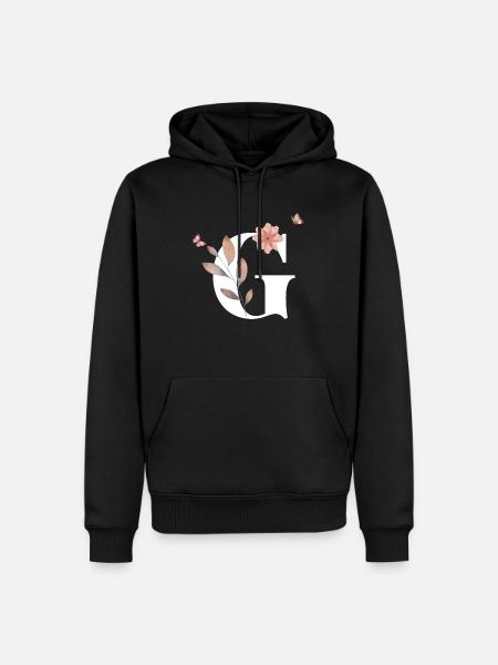Buchstabe g Wildblumen Aquarelle - Männer Premium Bio Hoodie - Schwarz