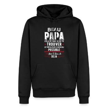 Cadeau Fête des Pères - Humour Beau-Père et Papa - Sweat à capuche Premium bio Homme - noir - Devant - Nico (187cm)