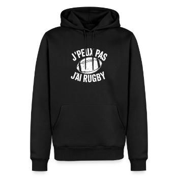 Rugby-Humor Ich kann nicht Rugby haben - Lustiges Geschenk - Männer Premium Bio Hoodie - Schwarz - Vorne - Nico (187cm)