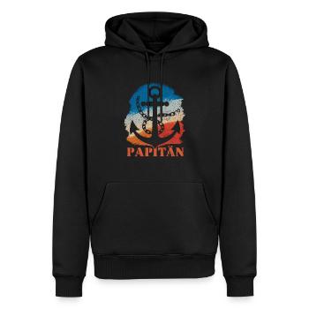 Papitän Anker Maritim Nostalgie - Männer Premium Bio Hoodie - Schwarz - Vorne - Nico (187cm)