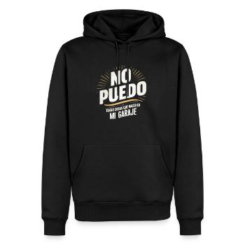 Je n’ai rien à faire dans mon garage - Sweat à capuche Premium bio Homme - noir - Devant - Nico (187cm)