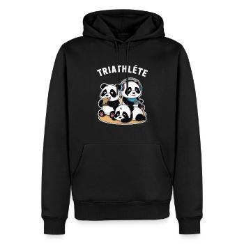 Triathlet Gaming Humor Panda Geek Geschenkidee - Männer Premium Bio Hoodie - Schwarz - Vorne - Nico (187cm)