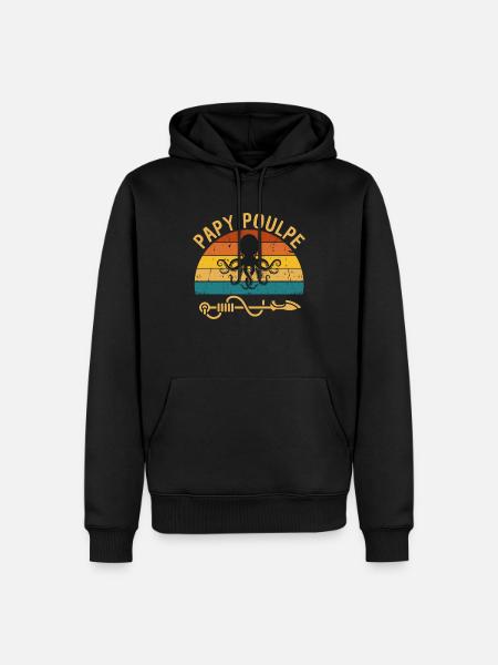 Opa Oktopus-Harpune - Männer Premium Bio Hoodie - Schwarz