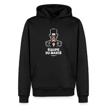 Équipe Du Marié Chapeau Classe Mariage - Sweat à capuche Premium bio Homme - noir - Devant - Nico (187cm)
