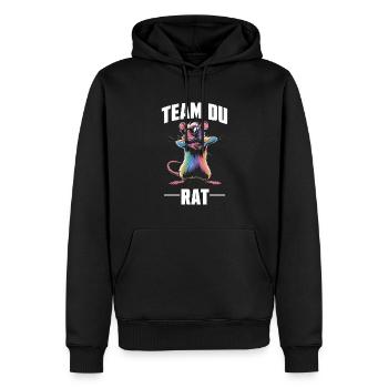 Team Du Rat Radin Humour Fun - Sweat à capuche Premium bio Homme - noir - Devant - Nico (187cm)