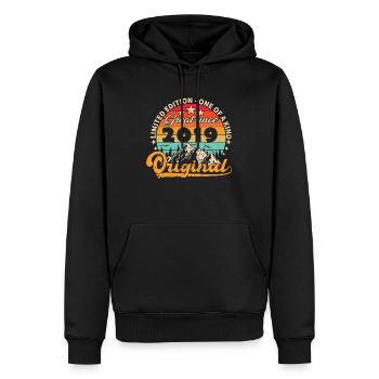Millésime Né(e) 2019 Cadeau Anniversaire. - Sweat à capuche Premium bio Homme - noir - Devant - Nico (187cm)