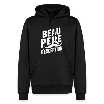 Beau Père D'Exception Idée Cadeau Fête Des Pères - Sweat à capuche Premium bio Homme - noir - Devant - Nico (187cm)
