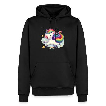 Süßes Einhorn, liebe Kawaii Einhörner - Männer Premium Bio Hoodie - Schwarz - Vorne - Nico (187cm)