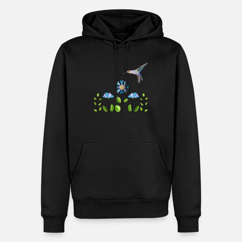Bunter Vogel - Männer Premium Bio Hoodie - Schwarz