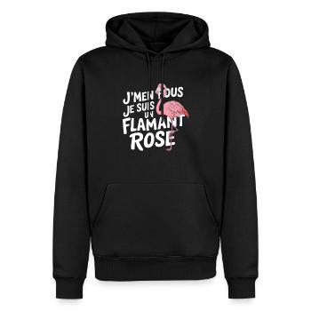 Ist mir egal, ich bin ein rosa Flamingo, Humor - Männer Premium Bio Hoodie - Schwarz - Vorne - Nico (187cm)